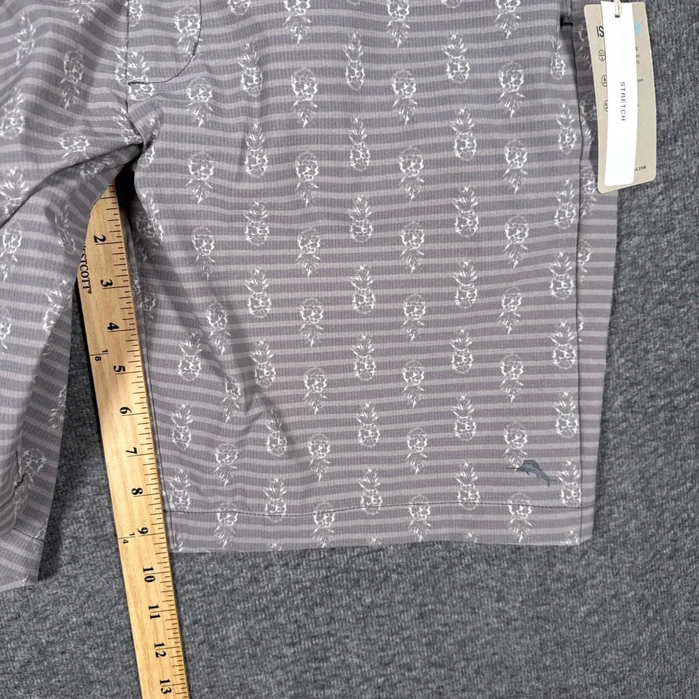 NEW Tommy Bahama Pina Party Shorts‎ Mens 38 Argent Grey Pineapple Stretch Golf